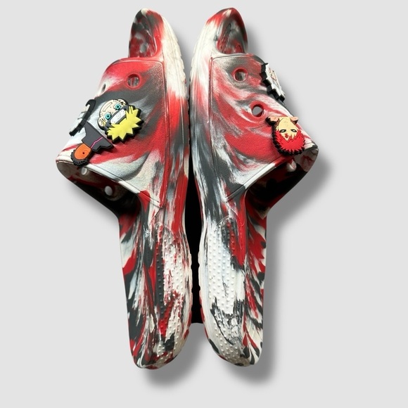 Crocs Classic Marbled Slides Naruto Charms Red Black White Unisex M7 W9 main image 6